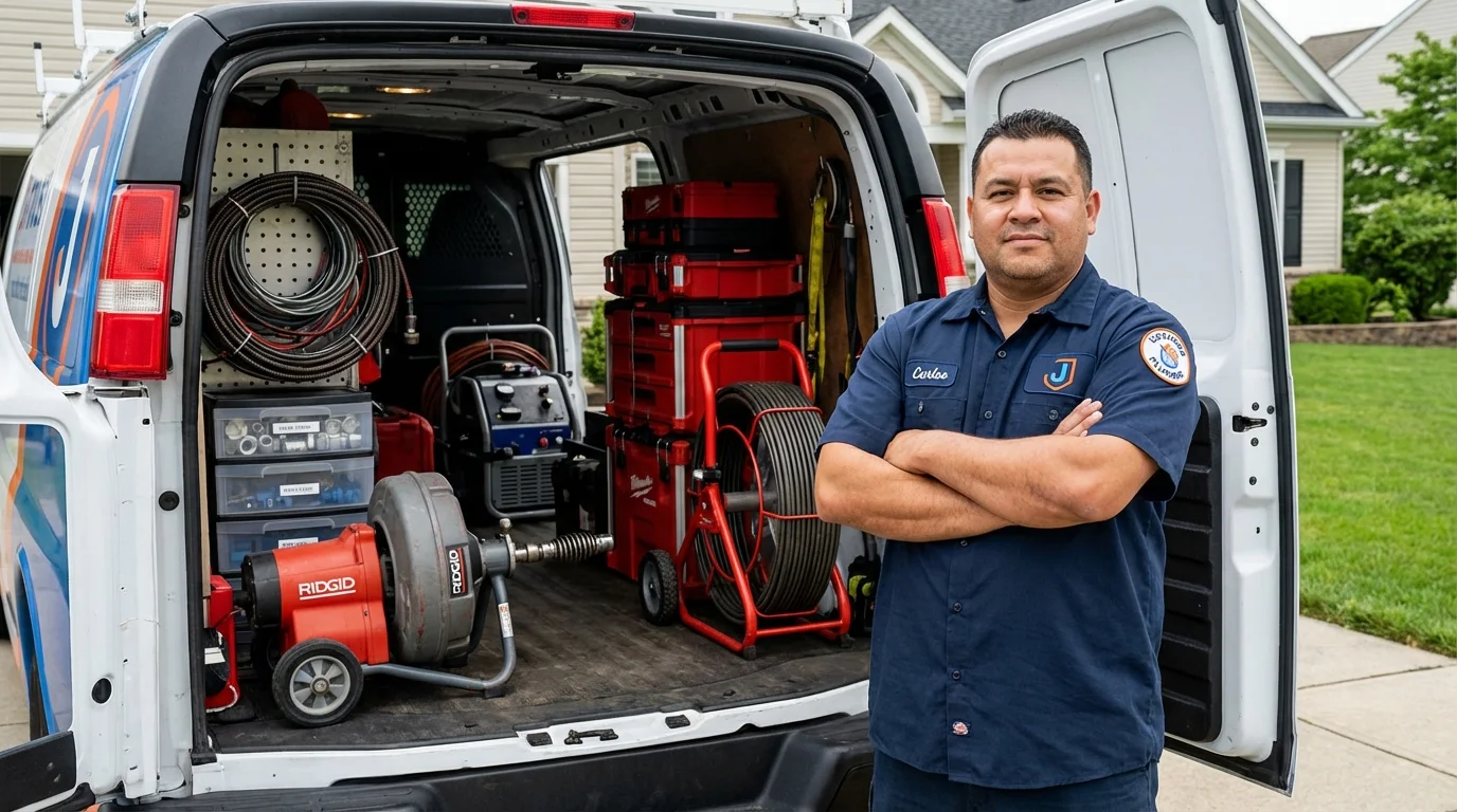 Professional drain cleaning equipment and Johns Plumbing LLC plumber in Canajoharie