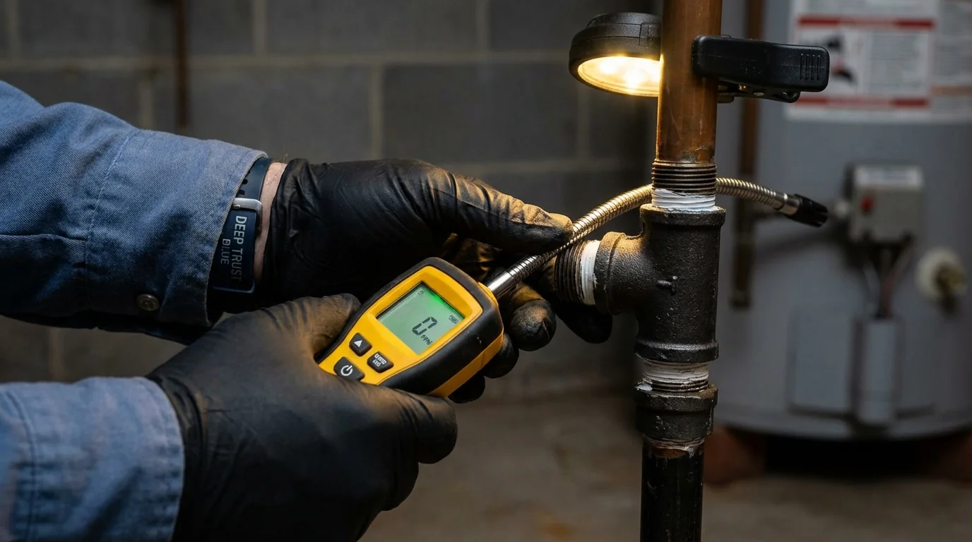 Gas leak detection with electronic sniffer by Johns Plumbing LLC in Canajoharie