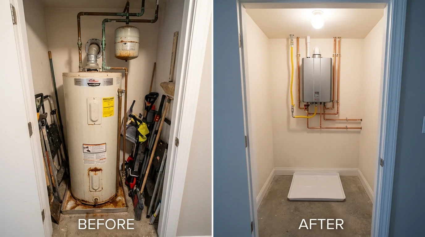 Tank water heater versus wall-mounted tankless unit comparison for Canajoharie, NY homeowners